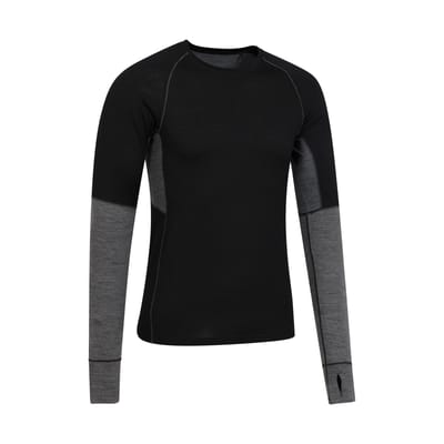 Mountain Warehouse Heren Ultra Merino Wol Ronde Hals Base Layer Top (Zwart)