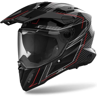 Airoh Commander 2 Stylish Full Carbon Zwart Grijs Rood Adventure Integraalhelm - Helm