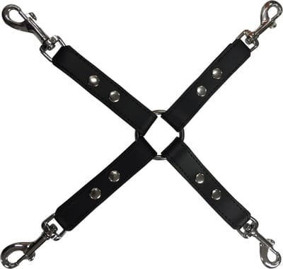 Kiotos Leather - Hogtie Bondage Riem Met Studs En Karabijnhaken - Zwart