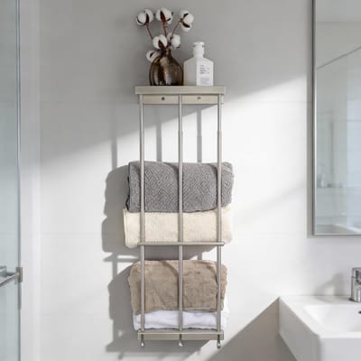 Omgoods - Uitschuifbaar Handdoekenrek RVS met 3 Haken Verstelbaar 65-93 cm