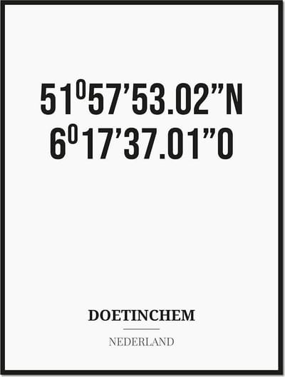 Poster/kaart DOETINCHEM met coördinaten