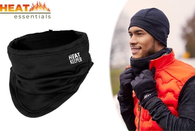 Heat Essentials - Softshell Thermo Nekwarmer Fleece - Zwart - One Size - Unisex - Sjaal Dames - Nekwarmer Heren Sjaal Heren