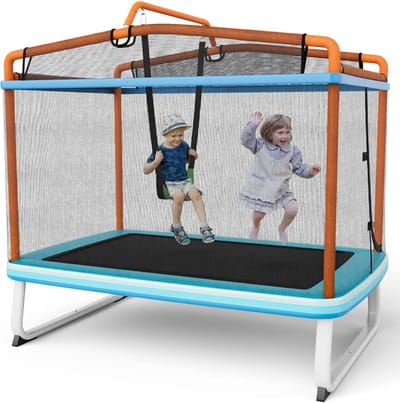 Kindertrampoline met accessoires - Speeltuin set - Buiten spelen - 3-in-1 speelplezier - 190 x 124 x 222 cm