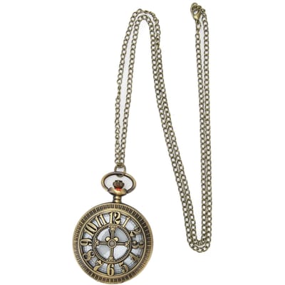 Montre de poche à quartz Bronze Vintage Squelette Chiffres Montre de poche à quartz avec chaîne pour Hommes Femmes gray