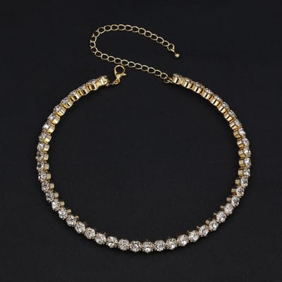 Europese en Amerikaanse mode, vol diamanten bruidssieraden, elegante en glanzende strass enkelrijige colliervoor dames