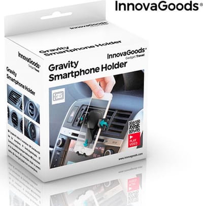 InnovaGoods - Universele telefoonhouder voor in de auto  - Zwart - Ventilatierooster - Ventilatie - Universeel - Mobielhouder - Autohouder - Samsung - iPhone - Nokia - Huawei - Sony - LG - HTC