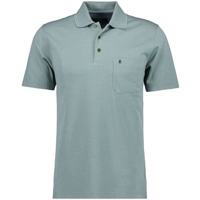 Ragman Polo Softknit Fine Jacquard Pattern Mint Melange / male