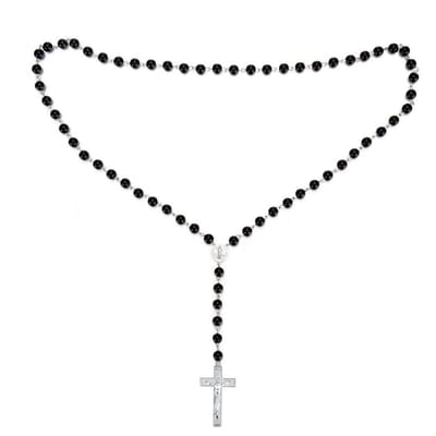 Fako Bijoux® - Rozenkrans Ketting - Glas - Zwart - 8mm