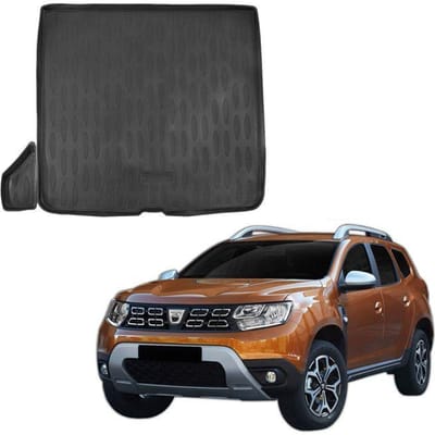 Tapis De Coffre Caoutchouc Premium Pour Dacia Duster 4WD 2017-2023, Bord Haut, Antidérapant, Inodore, Toutes Saisons noir