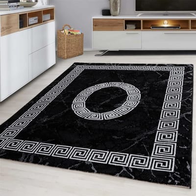 Muratap Plus vloerkleed laagpolig tapijt woonkamer zwart / wit- 240x340 cm
