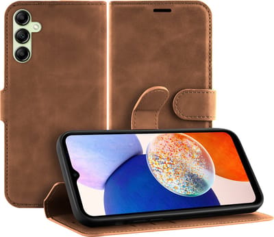 Cazy hoesje geschikt voor Samsung Galaxy A14 (4G/5G) Hoesje met Pasjeshouder - Premium Bookcase - Bruin