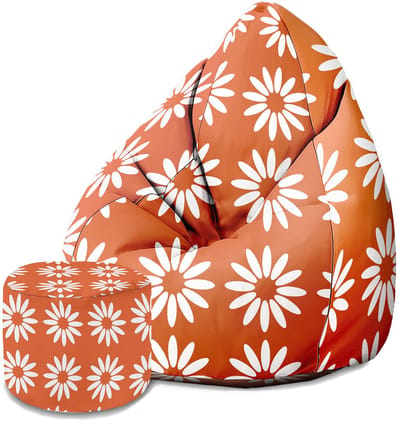 DreamRoots Velvet Zitzak voor Volwassenen – Luxe Beanbag met Voetsteun en Afneembare Hoes – Inclusief Vulling – 80x80x120 cm - Scandinavian Autumn