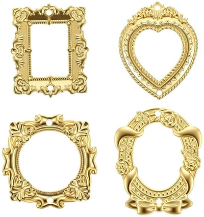 Dailygoods - 4 Stuks Mini Gouden Fotolijsten 6x2 Inch Vintage Metalen Decoratie