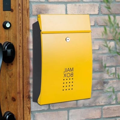 Brievenbus met slot - Postbus buiten - Post ontvangen - Gegalvaniseerd staal - 375 cm hoog - Geel