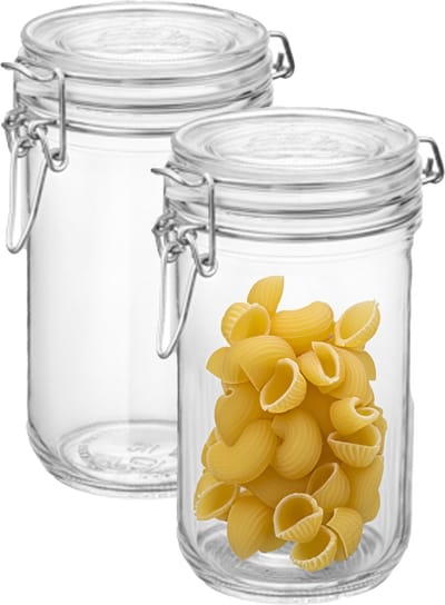 Bormioli Rocco Voorraad/weck pot - 2x - glas - transparant - 17 x 9 cm - 750 ml