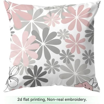Roze En Grijs Fris Bloemenpatroon Kussens Kussensloop Polyester Kussenhoes Sierkussen Kussenhoes Huis Auto Sofa Decor 45x45cm