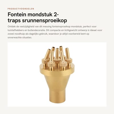 Dailygoods- Fontein Mondstuk Compact - Messing NPT 1" DN 25 - 2-traps Sproeikop - Lichtgewicht - Draagbaar - Sprayhoogte 3-5m
