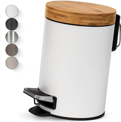 3 Liter Designer Badkameremmer van Superieure Bamboe - Zachtsluitend en Anti-Vinger - Wit
