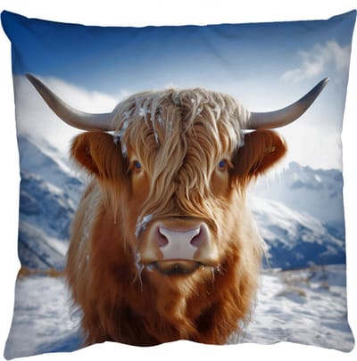 Sierkussens - Kussentjes Woonkamer - 50x50 cm - Schotse hooglander - Bergen - Sneeuw
