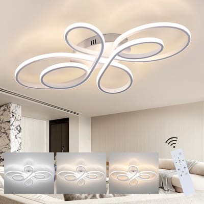 NETTLIFE Plafondlamp LED - wit - 100cm - 3000-6000K Dimbaar - met Afstandsbediening - Moderne Keukenverlichting - met Creatief ontwerp - voor Slaapkamer | Woonkamer | Hotel - 90W