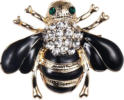 Fako Bijoux® - Broche - Bij - Bee - Kristal - 31x24mm - Zwart