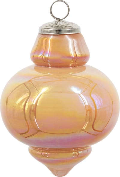 Glazen kerstbal oranje parelmoer