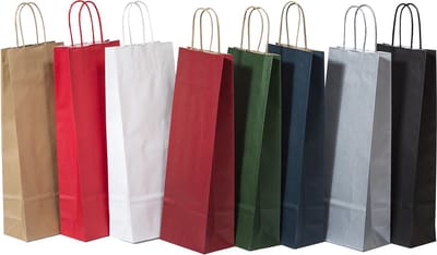 Draagtassen voor Flessen Wit 14x8x39cm Kraft papier 110 g/m (50 stuks)