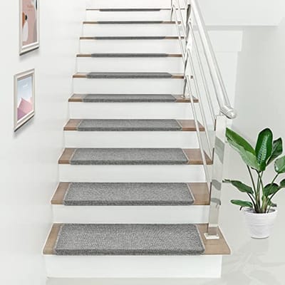 Zelfklevende trapmat set van 15 lichtgrijs 65x24+4 cm