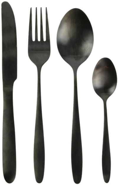 Home Deco Factory Bestekset Tableware Collection - 16 delig - zwart - RVS - 4 personen