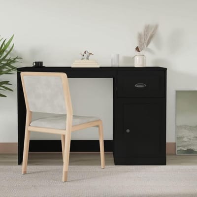 Bureau met Lade - Schrijftafel Secretary - Thuiswerken Organiseren - Vochtbestendig Plywood - 115 x 50 x 75 cm - Zwart