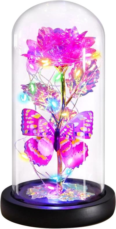 Geconserveerde Roos - Eeuwige Bloem - Romantische Decoratie - Met LED Verlichting - N.v.t. - Diep Roze