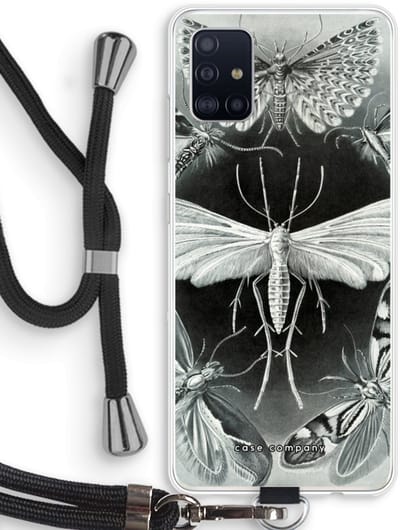 Hoesje met koord geschikt voor Samsung Galaxy A51 4G hoesje met Koord - Haeckel Tineida - Telefoonhoesje met Zwart Koord - Bescherming aan alle Kanten en Over de Schermrand