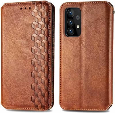 Hoesje geschikt voor Samsung Galaxy A52S - Bookcase - Pasjeshouder - Portemonnee - Diamantpatroon - Kunstleer - Bruin