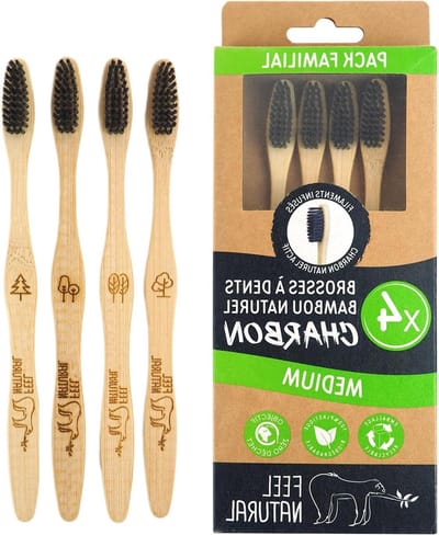 Tandenborstels Houtskool - Mondverzorging Set - Dagelijkse Reiniging - Medium Borstelharen - 4 Stuks - Niet gespecificeerd