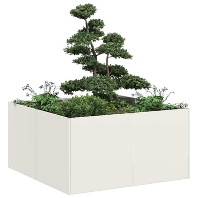 vidaXL - Plantenbak - 80x80x40 - cm - koudgewalst - staal - wit