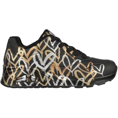 Skechers Uno-Metallic Love, zwarte damessneakers 38,5 zwart