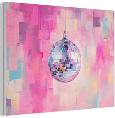 Akoestisch wandpaneel 40x30 cm - Vilt schilderij Discobal - Pink - Verf - Akoestische panelen - Geluidsdempende wanddecoratie - Geluidsisolatie woonkamer - Muurdecoratie geluidspanelen