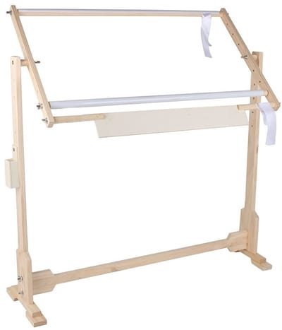 Dailygoods- Borduurstandaard Verstelbaar - Borduurraam - Houten Vloertapijtstandaard - 5 Hoogteniveaus - Draagbaar - Comfortabel Gebruik - Borduurframe
