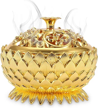 Vintage Incense Burner Houder voor Mini Wierookconen, Metalen Sage Branders voor Feng Shui Decoratie in Huis en Kantoor (Goud)