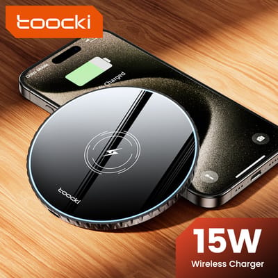 Toocki Draadloze Oplader - 15W Snellader - Wireless Charger - Qi Oplader - Fast Charger - Geschikt voor iPhone 17/16/15/14/13/12/11/SE, Galaxy S26/S25/S24/S23/S22/A58/A55/A54/A53 etc. | MagSafe Compatibel | Snelladen Smartphone