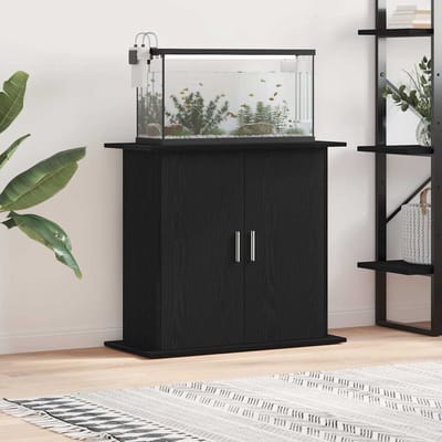 vidaXL - Aquariumstandaard - Zwart - Eiken - 81x36x73 - cm - Bewerkt - Hout