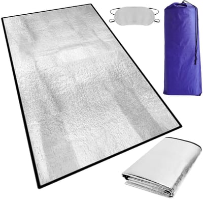 Dailygoods- Isolatiemat 200 x 100 cm - Opvouwbaar - Slaapmat - Draagtas - Slaapmasker - Aluminiumfolie met EPE-schuim - Campingmat