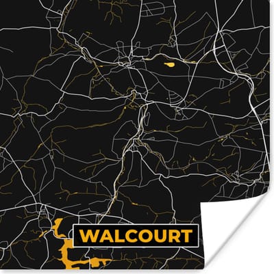 Poster Walcourt - Plattegrond - Kaart - Goud - Stadskaart - 100x100 cm XXL