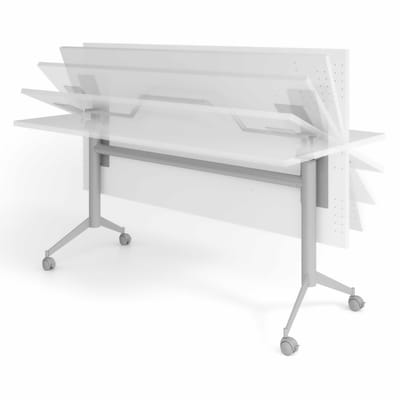 KALA 16 | Klaptafel verrijdbaar | 160 cm | zilver - Conferentietafel Wit 160 x 80