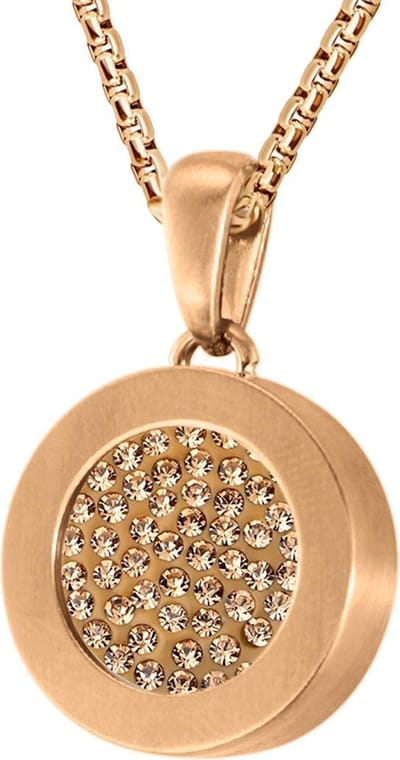 Quiges 12mm Mini Munt Hanger Rosékleurig RVS Mat met Zirkonia Munt en met Anker Ketting 42-46cm