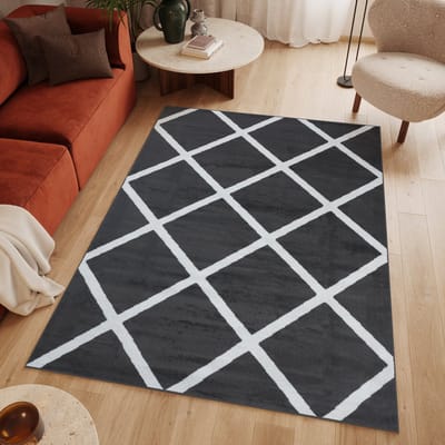 Tapiso Luxury Vloerkleed Grijs Donker Woonkamer Modern Tapijten Maat- 120x170