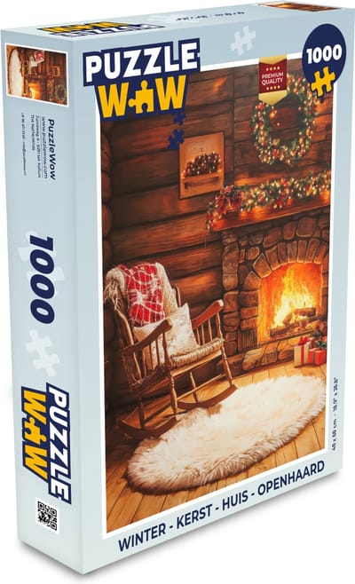 Puzzel Winter - Kerst - Huis - Openhaard - Legpuzzel - Puzzel 1000 stukjes volwassenen - Kerst - Cadeau - Kerstcadeau voor mannen, vrouwen en kinderen