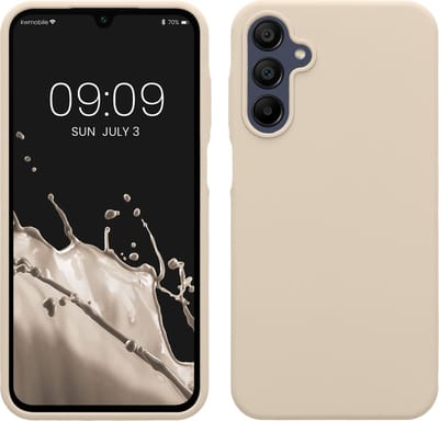 kwmobile telefoonhoesje geschikt voor Samsung Galaxy A15 5G - Hoesje met siliconen coating - Smartphone case in mat crème
