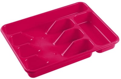 Hega Hogar Besteklade indeler - kunststof - 5 compartimenten - roze - 34 x 26 x 5 cm - keuken organizer
