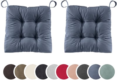 sleepling set van 2 stoelkussens Basic 20 | 40 (voorkant) / 35 (achterkant) x 38 x 7 cm | zitkussen voor binnen en buiten | hoes van 100% polyester | met klittenband | Made in EU | blauw